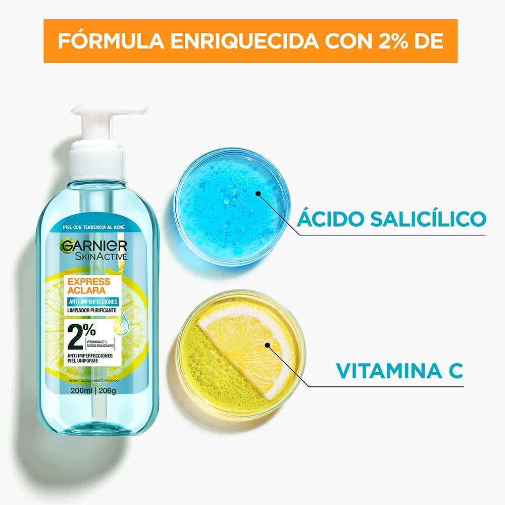 Imagen Limpiador en gel con ingredientes ácido salicílico y vitamina C